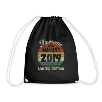 Awesome since August 2019 - Geburtstag - Turnbeutel - Schwarz - Vorne