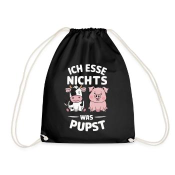 Vegetarier Veganer Tierschutz Tierrecht Veggie - Turnbeutel - Schwarz - Vorne