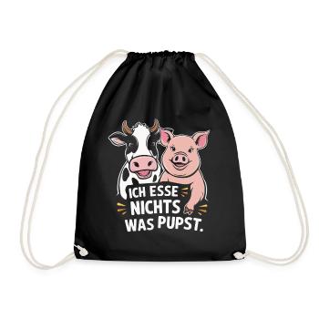 Vegetarier Veganer Tierschutz Tierrecht Veggie - Turnbeutel - Schwarz - Vorne