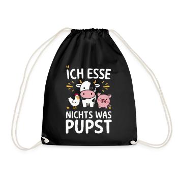 Vegetarier Veganer Tierschutz Tierrecht Veggie - Turnbeutel - Schwarz - Vorne