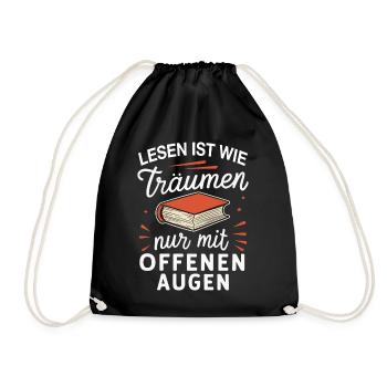 Book Reading Books Book Nerd Bookworm - Drawstring Bag - black - Front