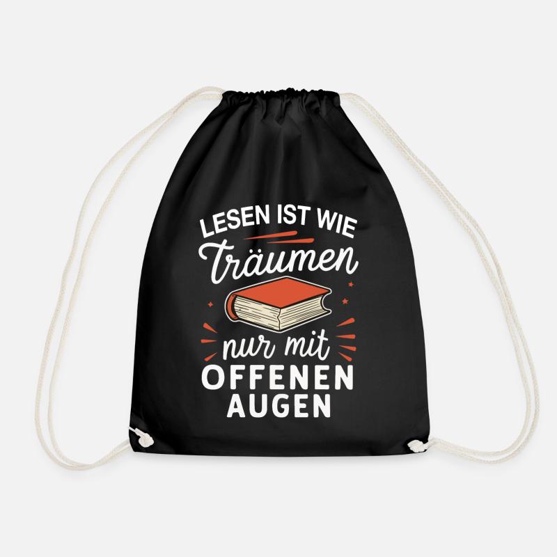 Buch Lesen Bücher Buch Nerd Bücherwurm - Turnbeutel - Schwarz