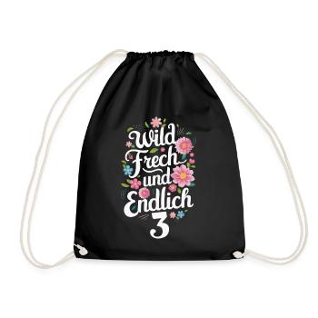 Birthday Gift 3 Years Children's Birthday - Drawstring Bag - black - Front