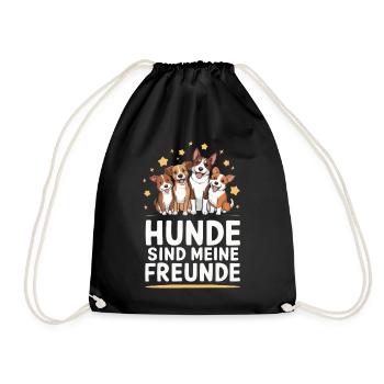 Hund Hunde Haustier Lustige Sprüche - Turnbeutel - Schwarz - Vorne