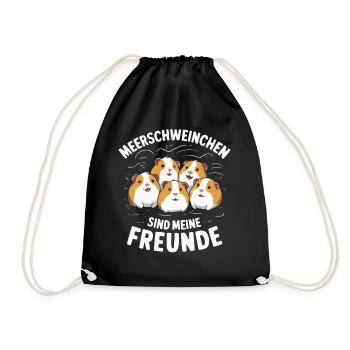 Meerschweinchen Kurzhaar Langhaar Crested Hunde - Turnbeutel - Schwarz - Vorne