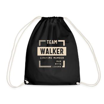 Team Walker Lifetime Member Name Walker - Drawstring Bag - black - Front