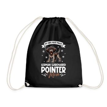German Wirehaired Mom - Drawstring Bag - black - Front