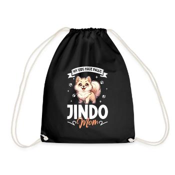 Korea Jindo Dog Mom - Drawstring Bag - black - Front