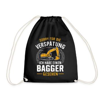 Excavator Driver Construction Worker Construction Site Construction Machine - Drawstring Bag - black - Front