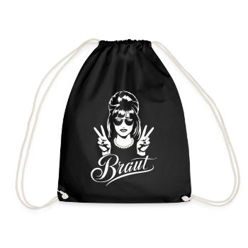 Bachelorette Party Wedding Bridesmaid - Drawstring Bag - black - Front