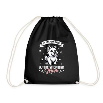 White Shepherd Mom - Drawstring Bag - black - Front