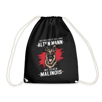 Malinois Belgian Shepherd Dog Dogs - Drawstring Bag - black - Front