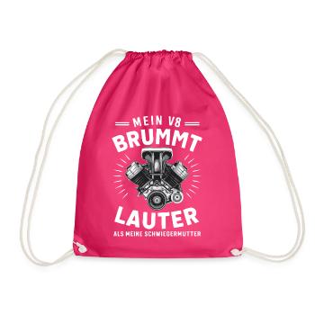 V8 Engine 8 Cylinder Displacement Car Tuning Tuner - Drawstring Bag - fuchsia - Front
