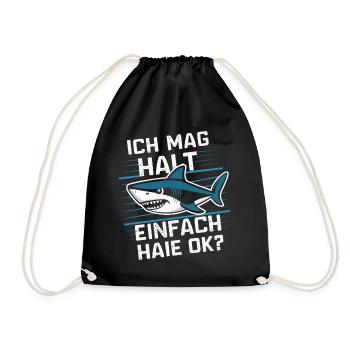 Hai Haifisch Haie Haifische - Turnbeutel - Schwarz - Vorne