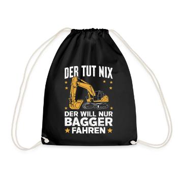 Excavator Driver Construction Worker Construction Site Construction Machine - Drawstring Bag - black - Front