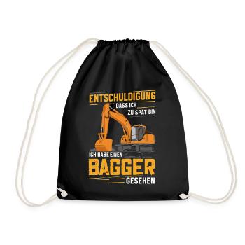 Excavator Driver Construction Worker Construction Site Construction Machine - Drawstring Bag - black - Front
