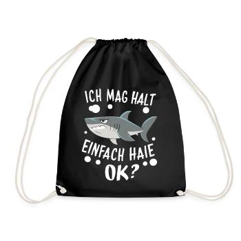 Hai Haifisch Haie Haifische - Turnbeutel - Schwarz - Vorne