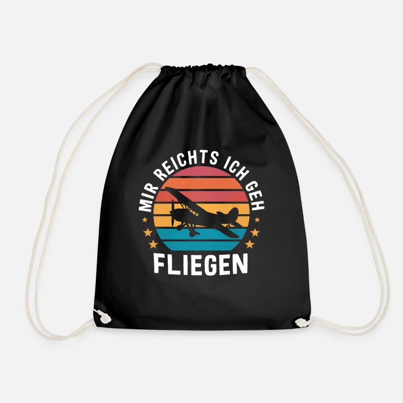 Pilot Piloten Flugzeug Fliegen Luftfahrt - Turnbeutel - Schwarz