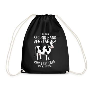 Vegetarier Veganer Tierschutz Tierrecht Veggie - Turnbeutel - Schwarz - Vorne