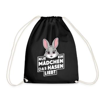 Hase Hasen Kaninchen Haustier - Turnbeutel - Schwarz - Vorne