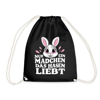 Hase Hasen Kaninchen Haustier - Turnbeutel - Schwarz - Vorne