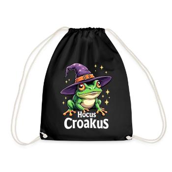 Hocus Croakus Niedlicher Halloween-Frosch Lustiges Hexenwortspiel - Turnbeutel - Schwarz - Vorne