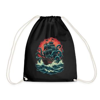 Bateau pirate Kraken Ocean Bataille Monstre marin géant - Sac de sport léger - noir - Devant