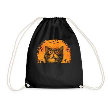 Drôle de chat Halloween lune effrayant Amoureux des chats - Sac de sport léger - noir - Devant