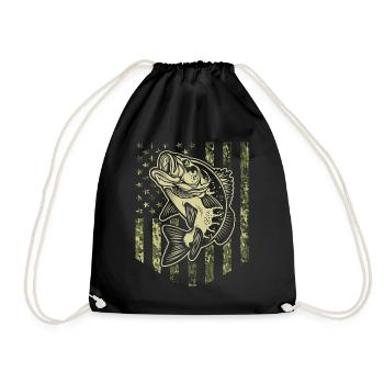 Camo Drapeau américain Amateur de pêche à l’achigan - Sac de sport léger - noir - Devant