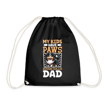 Long-haired Collie Dad - Drawstring Bag - black - Front