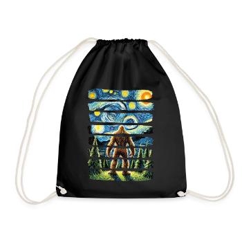 Bigfoot Starry Night Forest Van Gogh - Drawstring Bag - black - Front