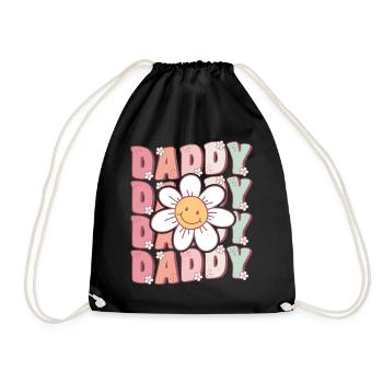 Cute Groovy Daddy Retro Daisy Flower - Drawstring Bag - black - Front