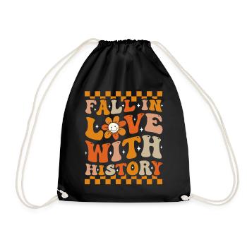 Fall In Love With History Groovy Autumn - Drawstring Bag - black - Front