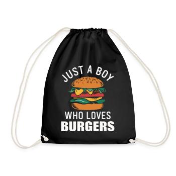 Burger Fast Food Hamburger Cheesburger Burgers - Drawstring Bag - black - Front