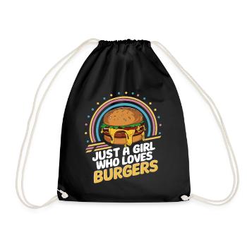 Burger Fast Food Hamburger Cheesburger Burgers - Drawstring Bag - black - Front