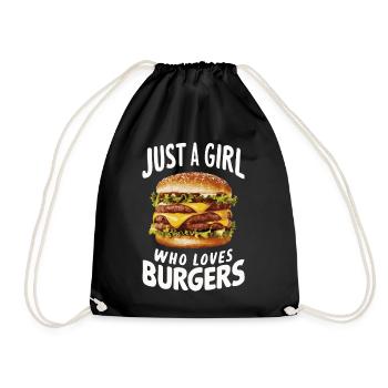 Burger Fast Food Hamburger Cheesburger Burgers - Turnbeutel - Schwarz - Vorne