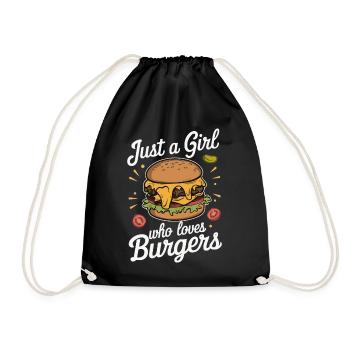 Burger Fast Food Hamburger Cheesburger Burgers - Turnbeutel - Schwarz - Vorne