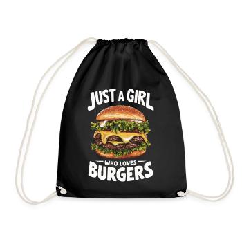Burger Fast Food Hamburger Cheesburger Burgers - Turnbeutel - Schwarz - Vorne