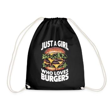 Burger Fast Food Hamburger Cheesburger Burgers - Turnbeutel - Schwarz - Vorne