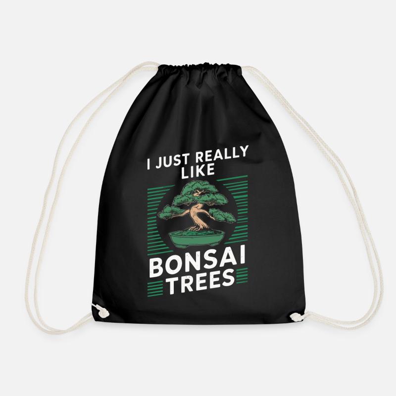 Bonsai Tree Japanese Bonsai - Drawstring Bag - black