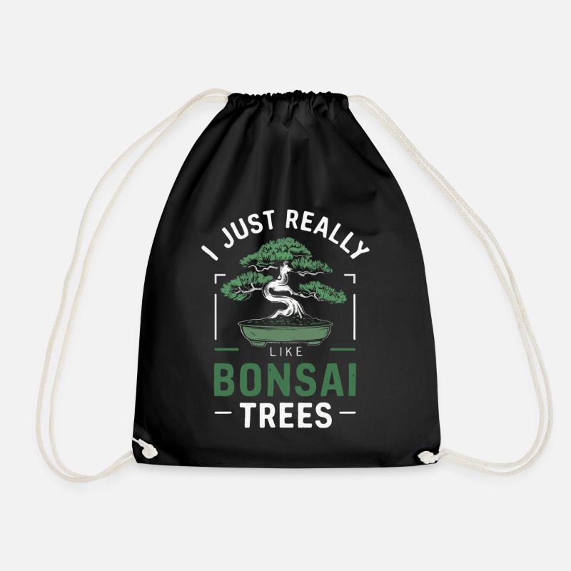 Bonsai Tree Japanese Bonsai - Drawstring Bag - black