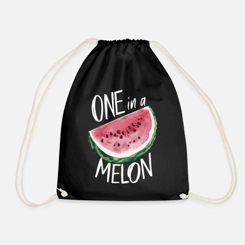 Watermelon Melon Fruit - Drawstring Bag - black