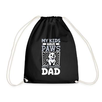 White Shepherd Dad - Drawstring Bag - black - Front