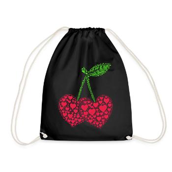 Kirsche Kirschen Früchte Essen - Turnbeutel - Schwarz - Vorne