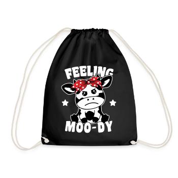 Vache mignonne se sentant lunatique, jeu de mots drôle - Sac de sport léger - noir - Devant
