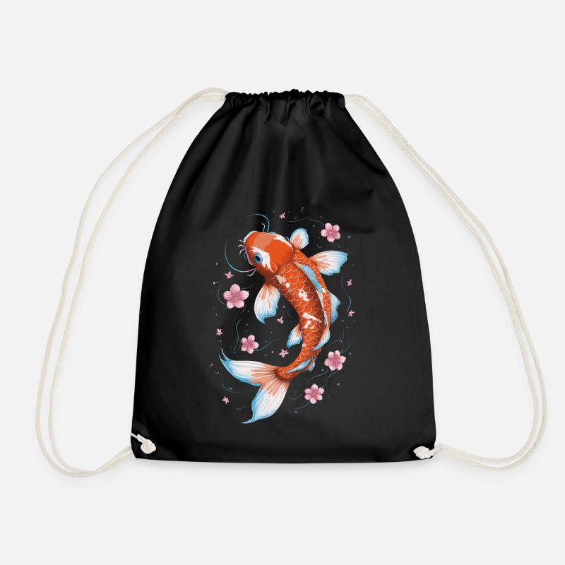 Koi Fish Carp Japan China Fish - Drawstring Bag - black