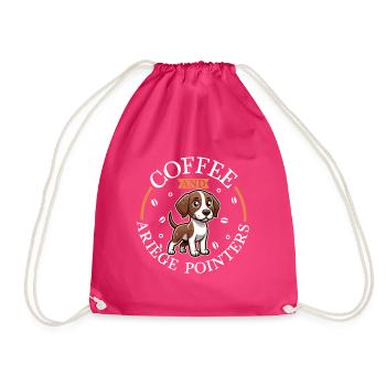 Coffee and Braque de l'Ariège - Drawstring Bag - fuchsia - Front