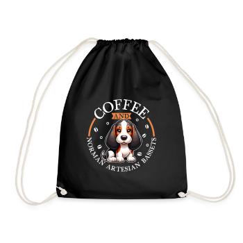 Coffee and Basset Artésien Normand - Drawstring Bag - black - Front
