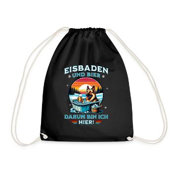 Eisbaden Schäferhund - Bier Eisbader Winterspaß - Turnbeutel - Schwarz - Vorne