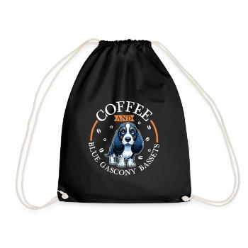 Coffee and Basset bleu de Gascogne - Drawstring Bag - black - Front